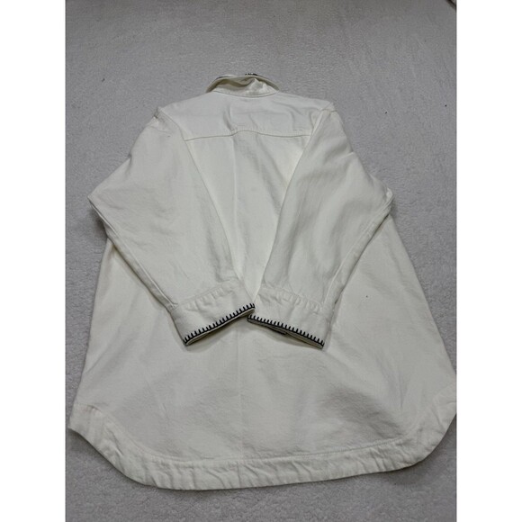 Anthropologie Pilcro Denim Shacket Jacket Ivory Tillie Relax Whipstitch Large NW - Picture 8 of 12